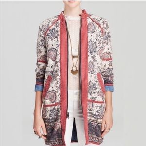 Rare Free People Belario Quilted Reversible Floral Denim Coat Jacket